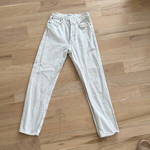 Agolde 90s Pinch Waist High Rise Straight Leg White Denim Jeans